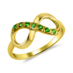 PRSTEN ZLATO I ZELENI CIRKONI